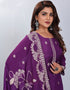 stylish purple viscose designer party wear readymade salwar suit with purple gadwal silk 13636-acy3930 Back View